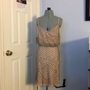 Adrianna Papell SEQUIN BLOUSON DRESS taupe